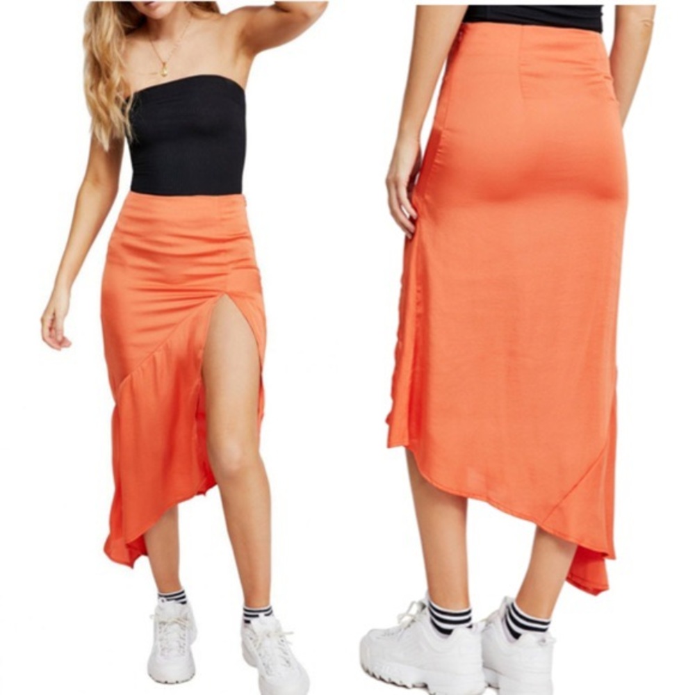 Free people orange midi skirt